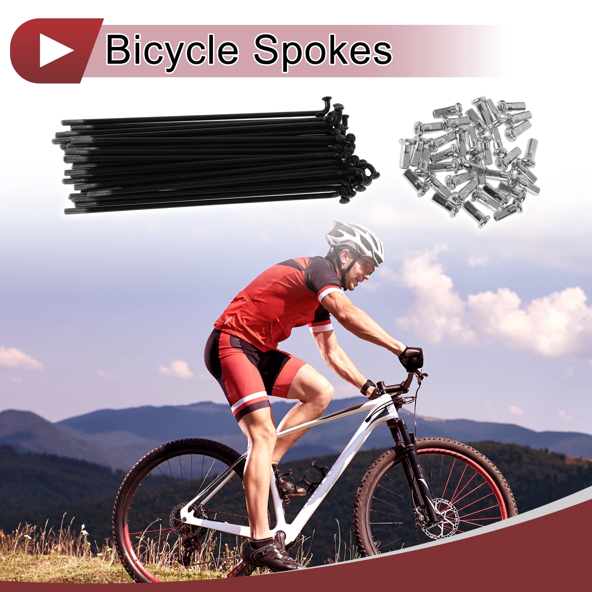 Unique Bargains 36 Set 12G Bicycle Spokes 12G Bike Wheel Spokes 45 Steel Black-127mm