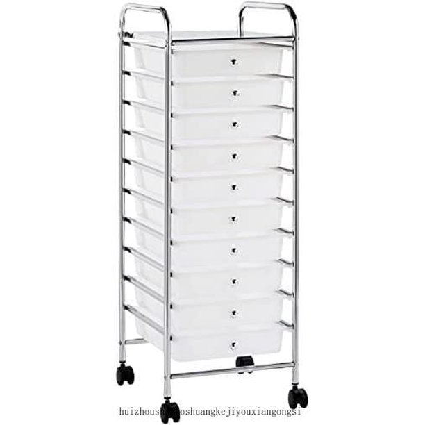 Plastic Trolley With 10 Drawers Rolling Cart Organizer Utility Cart