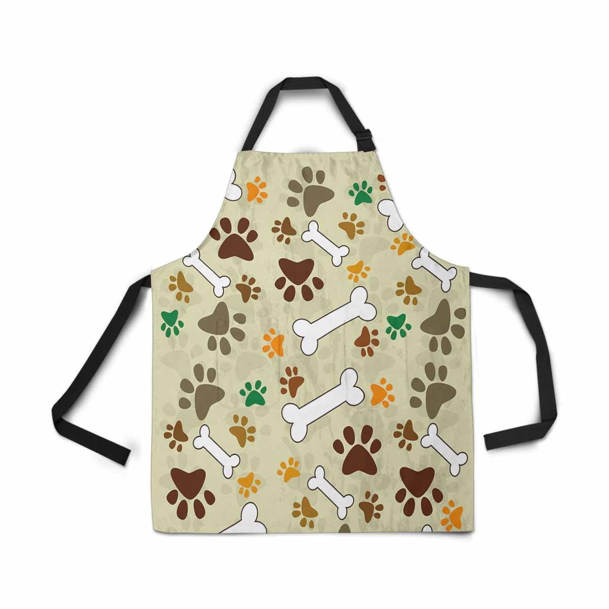 ASHLEIGH Adjustable Bib Apron for Women Men Girls Chef with Pockets Dog Paws Bone Pug Print Paws Novelty Kitchen Apron for Cooking Baking Gardening Pet Grooming Cleaning