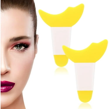 2 Pieces Mascara Eyelash Shield Applicator Guard Tool, Multi-function Eye Makeup Auxiliary Guard Tool Pads, Reusable Silicone Eyelash Eyeshadow Auxiliary Applicator Tool for Makeup(Yellow)
