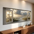 thumbnail image 2 of Beach Window Canvas Wall Art - Large Coastal Picture Landscape Canvas Prints Tropical Sea Paintings, Horizontal Summer Seascape Artwork for Living Room Bedroom, 2 of 7