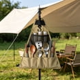 thumbnail image 4 of Bolsa de almacenamiento colgante para utensilios de camping con múltiples bolsillos, organizador plegable e impermeable para cocina al aire libre, viajes, autocaravanas, picnic, color caqui, 37x30 cm., 4 of 6