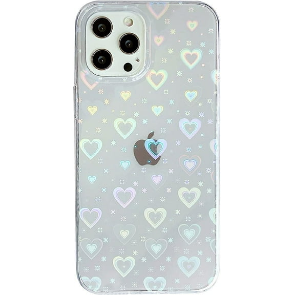 Love Heart Laser Bling Glitter Clear Soft Compatible with iPhone Case for Women Girls (Clear,iPhone 8/7 / SE)