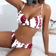 thumbnail image 3 of Aayomet Women Tie Dyed Bandeau Bandage Bikini Set Push Up Brazilian Swimwear Beachwear Swimsuit Knotted Bikini Top,Red Large, 3 of 5