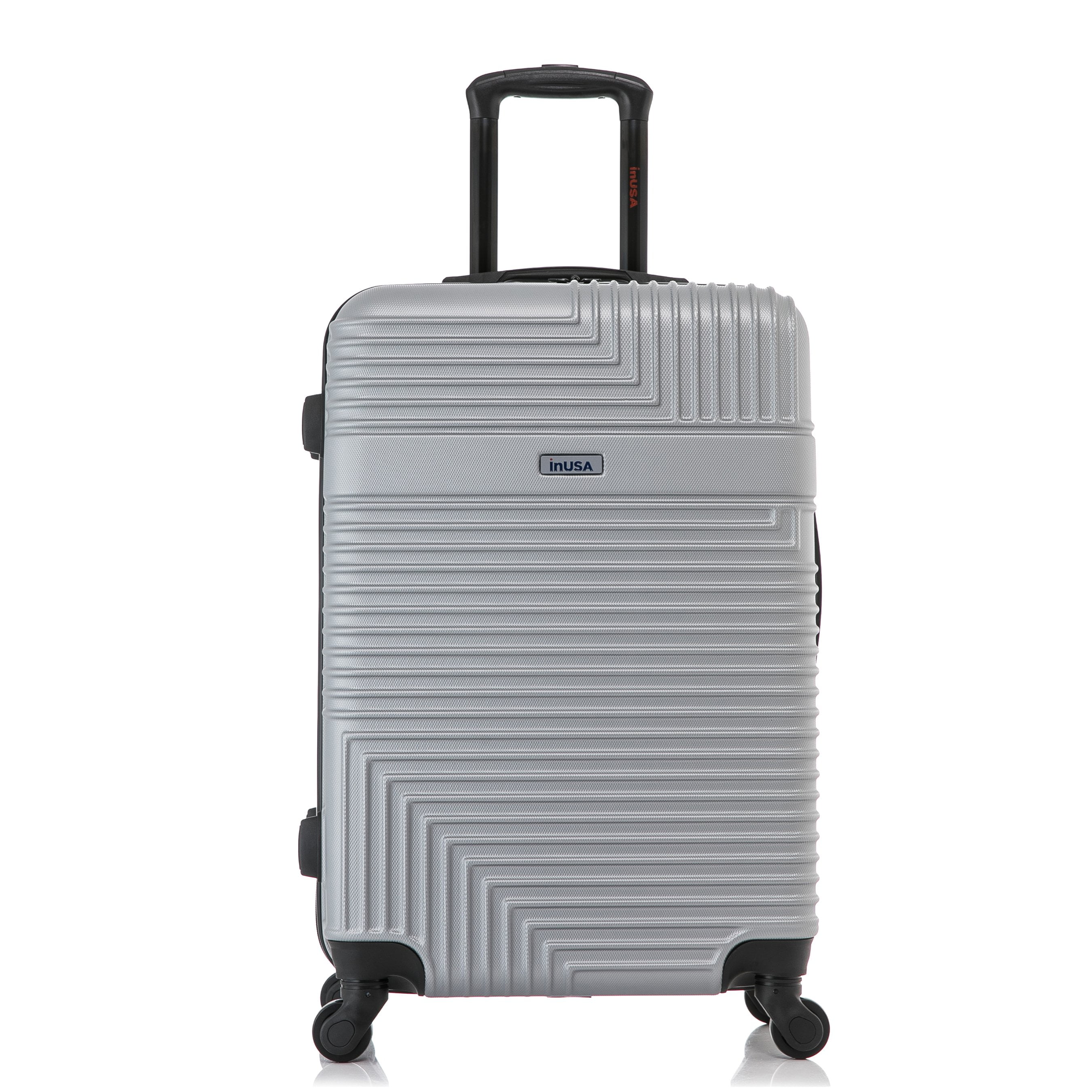 InUSA Resilience 24" Hardside Lightweight Luggage with Spinner Wheels, Handle, and Trolley, Silver
