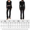 thumbnail image 3 of Blusas + Pantalones Largos Y2K Knit Crop Tops + Pantalones largos 2pcs Mujeres Zipper Sport Fitness Outfit (Negro M) Cgtredaw Para estrenar, 3 of 6