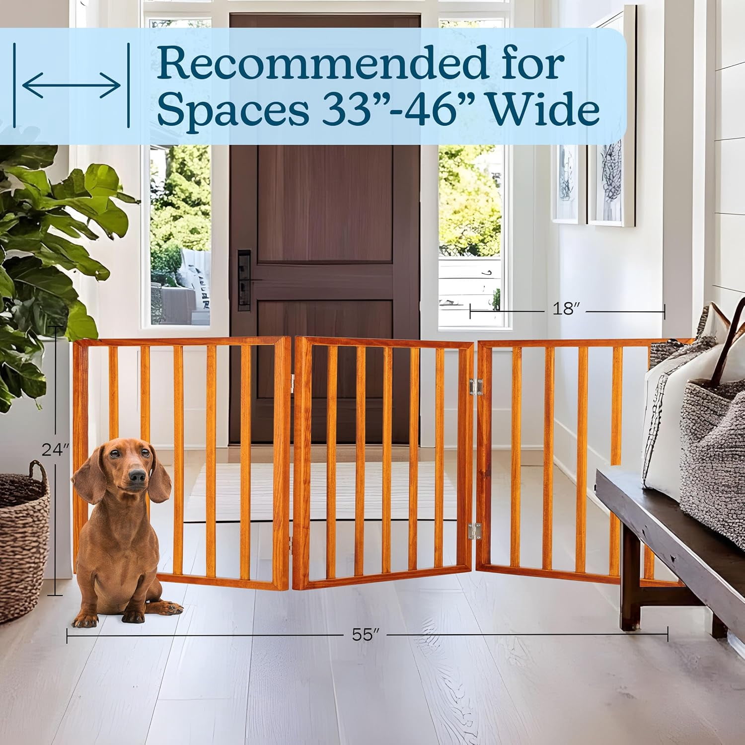 4-Panel Indoor Foldable Pet Fence for Stairs, Hallways, or Doorways - 72x24-Inch Retractable Freestanding Dog Gate