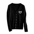 thumbnail image 5 of NTACZA Valentines Women's Sweater V Neck Black Heart Print Cardigan Sweater Button Down Knit Tops Ladies Jumpers L, 5 of 5