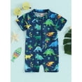 thumbnail image 2 of JYYYBF Baby Boy Rash Guard Swimsuit Cute Print Short Sleeve Zip Front Bathing Suit Swimwear, 2 of 7