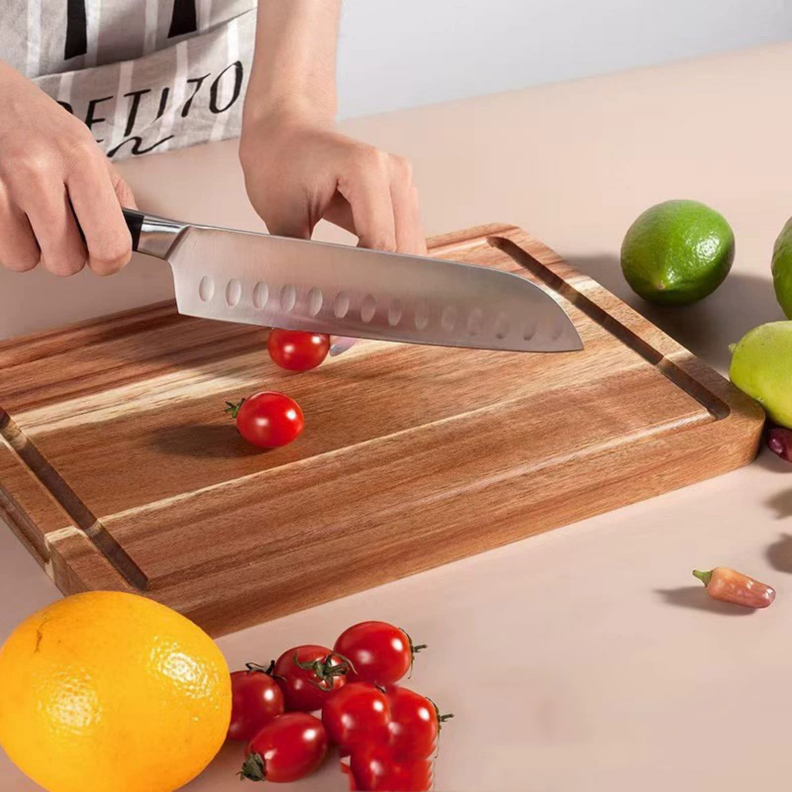 Wovilon Wood Cutting Board, Butcher Block for Meat Veggies & Bread, Perfect for Charcuterie Board Party Tray, Great Gift for Home Chef with Ergonomic Handle