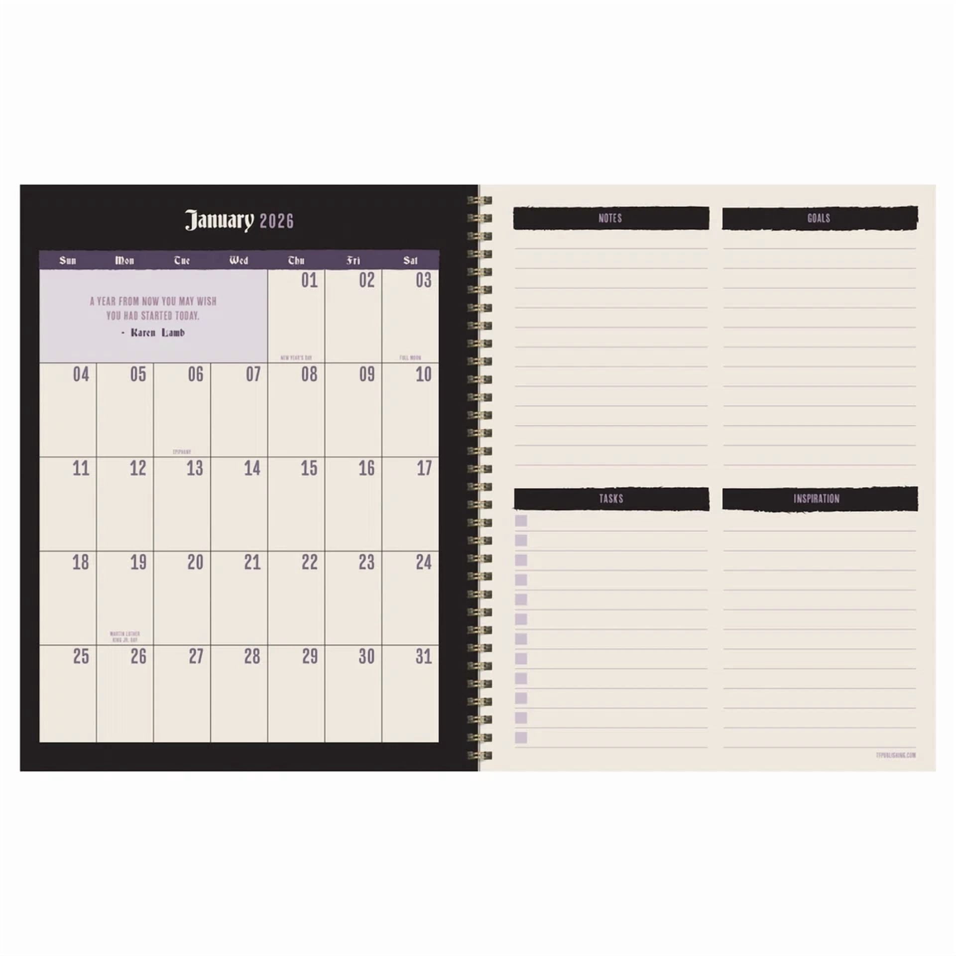 July 2025 - June 2026 Garden Of Green Large Weekly Monthly Planner