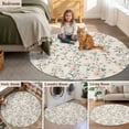 thumbnail image 5 of Spring Floral Round Area Rug 6Ft Washable Circle Rugs for Bathroom Office, Watercolor Flowers Leaves Tree Branches Beige Non-Slip Carpet Floor Mats Indoor Outdoor Carpet Runner Aesthetic Home Decor, 5 of 8
