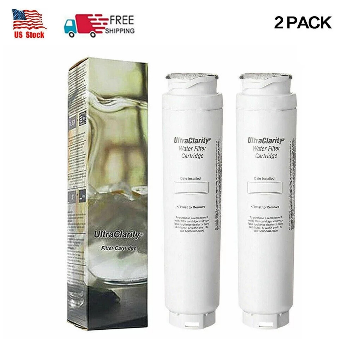 2 Pack Bosch 9000 705475 777508 UltraClarity Refrigerator Water Filter