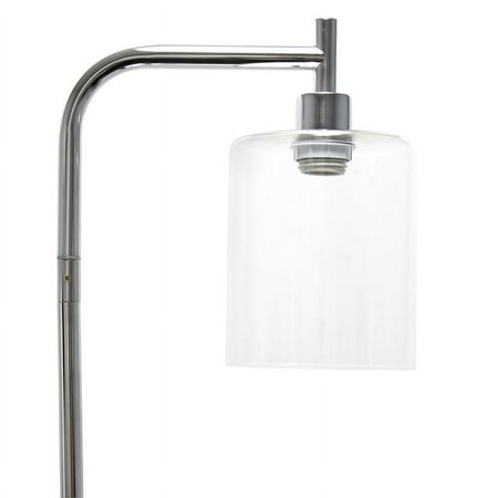 Simple Designs - Modern Iron Lantern Floor Lamp with Glass Shade - Chrome