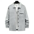 thumbnail image 6 of LTTVQM Men's Corduroy Jacket Long Sleeve Plaid Shirt Jackets Button Down Fleece Shacket Casual Fall Winter Soft Outwear Light Gray XL, 6 of 6