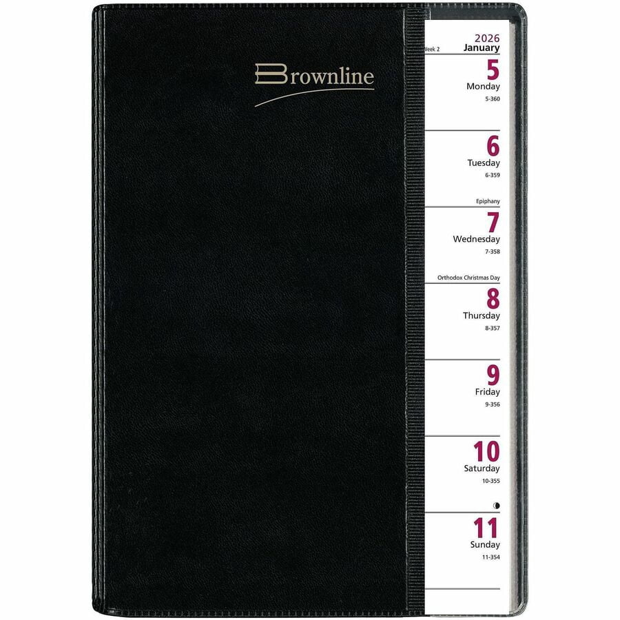 Brownline Pre-Vu Weekly Planner, Transparent Section, English, Black [CB920.BLK] (cb920blk)