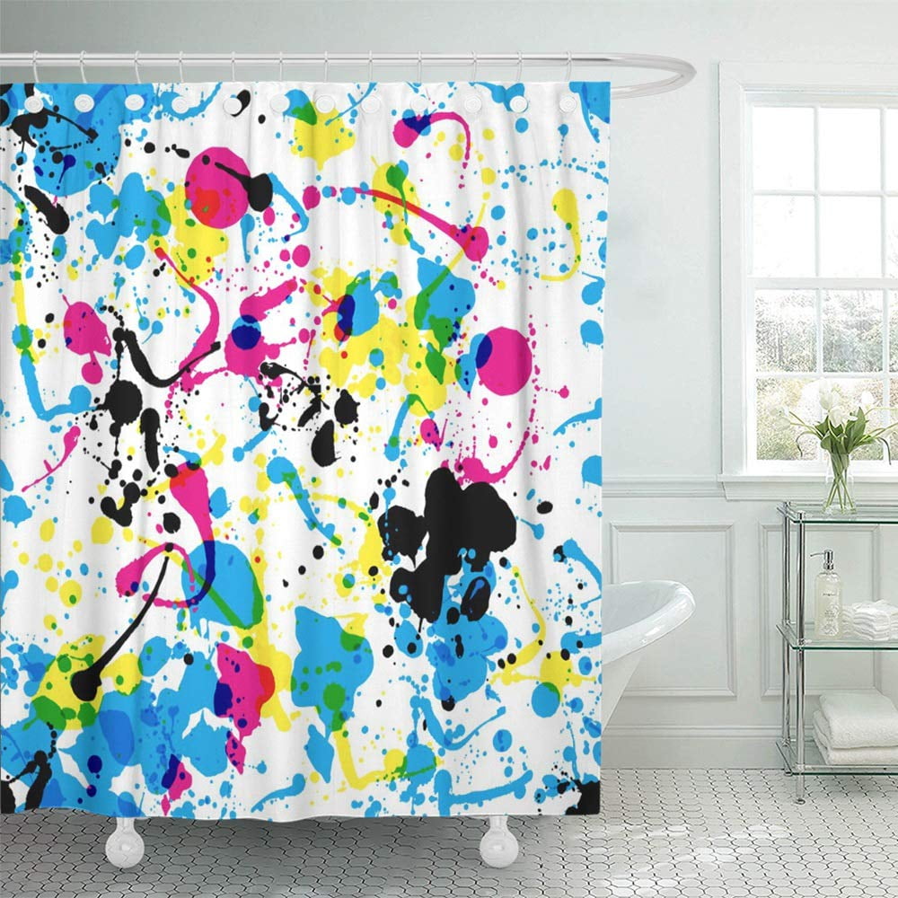 PKNMT Blue Splatter Colorful Ink Color Splats Pattern in CMYK Colours