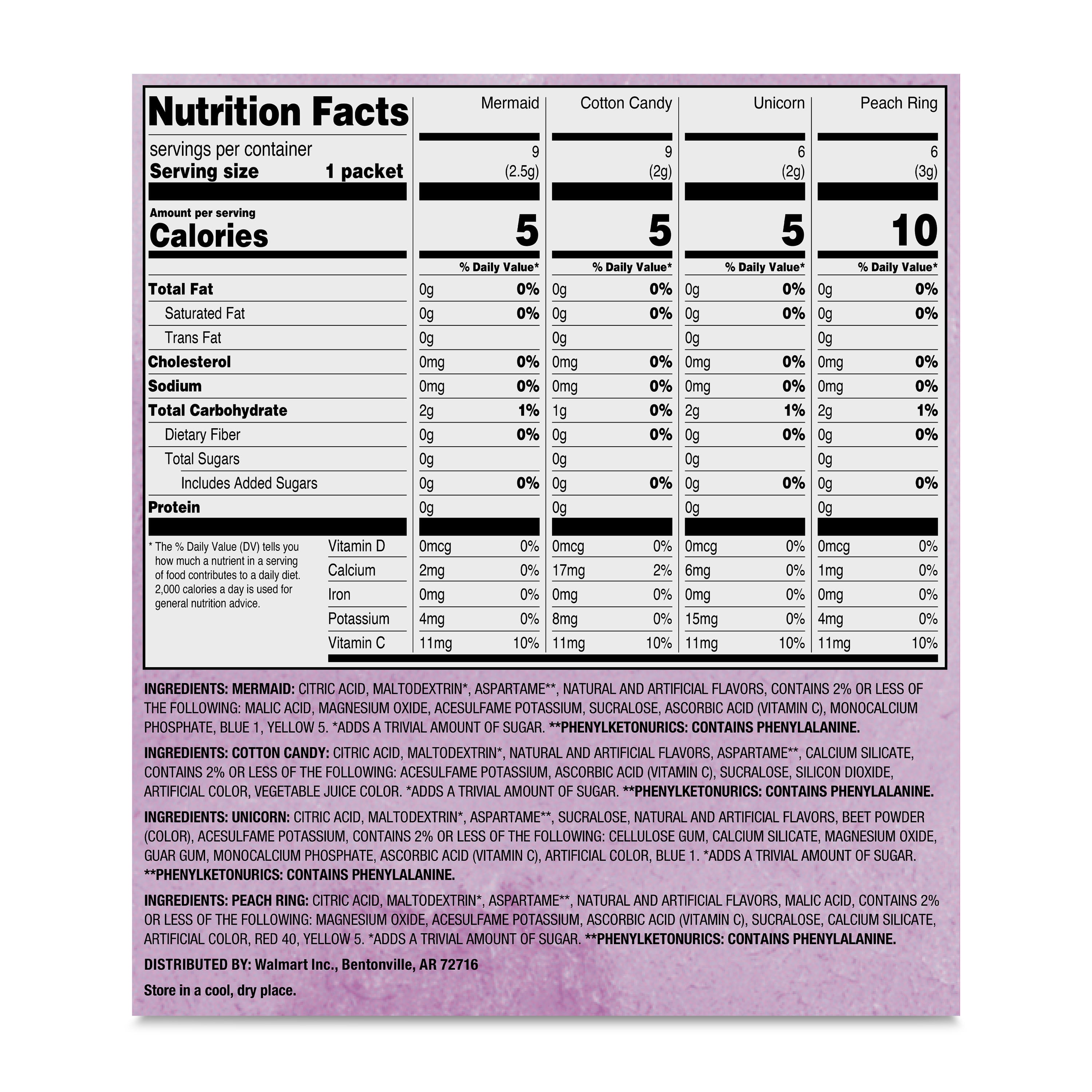 Great Value Sugar-Free WaterTok Variety Pack Drink Mix, 2.53 oz, 30 Count
