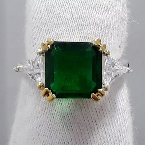 925 Sterling Silver Certified Natural Green Emerald Handmade Ring Engagemant Ring
