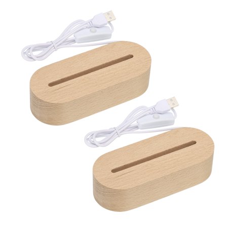 LED Wooden Ball Stand Holders Displays 14.5x6x3.5cm White Light Oval Pack of 2