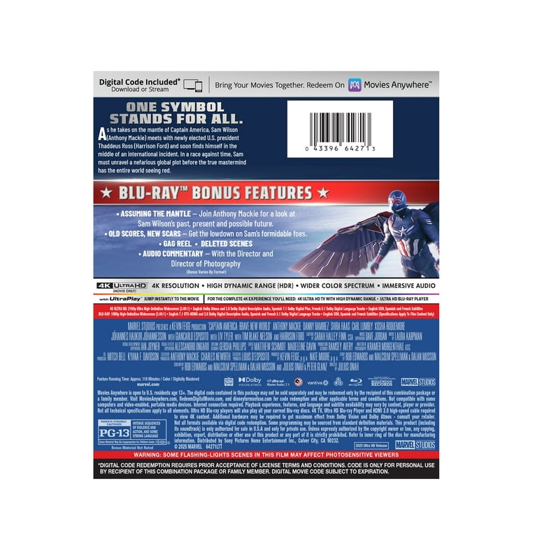Disney, Captain America: Brave New World 4K Ultra HD Blu-ray +