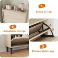 thumbnail image 4 of An adjustable de madera shoe organizer almacenamiento gabinete con two flip cajones perfect para entryways hallways o living rooms. it comes in a natural oak finish, 4 of 7