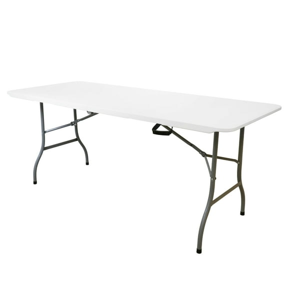 Elama 8 Foot Heavy Duty Portable Plastic Folding Table in White
