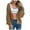 Brown, variant on idosla Women's Chunky Knit Open Front Sweater Long Sleeve Button Loose Short Cardigan Outerwear Coats (Red, M)