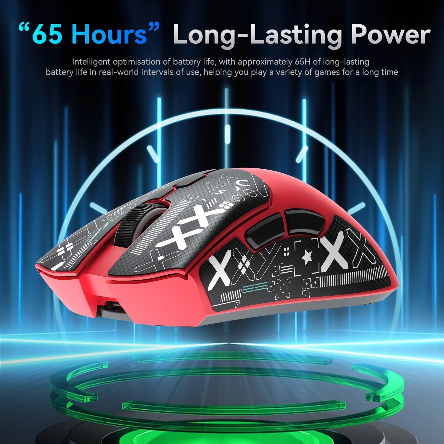 ATTACK SHARK R1 SUPERLIGHT Mouse with Tape, PixArt PAW3311 Gaming Sensor, BT/2.4G Wireless/Wired Gaming Mouse, 6 Adjustable DPI up to 18000, 65 Hrs Battery, Office Mice for Win11/Xbox/PS/Mac
