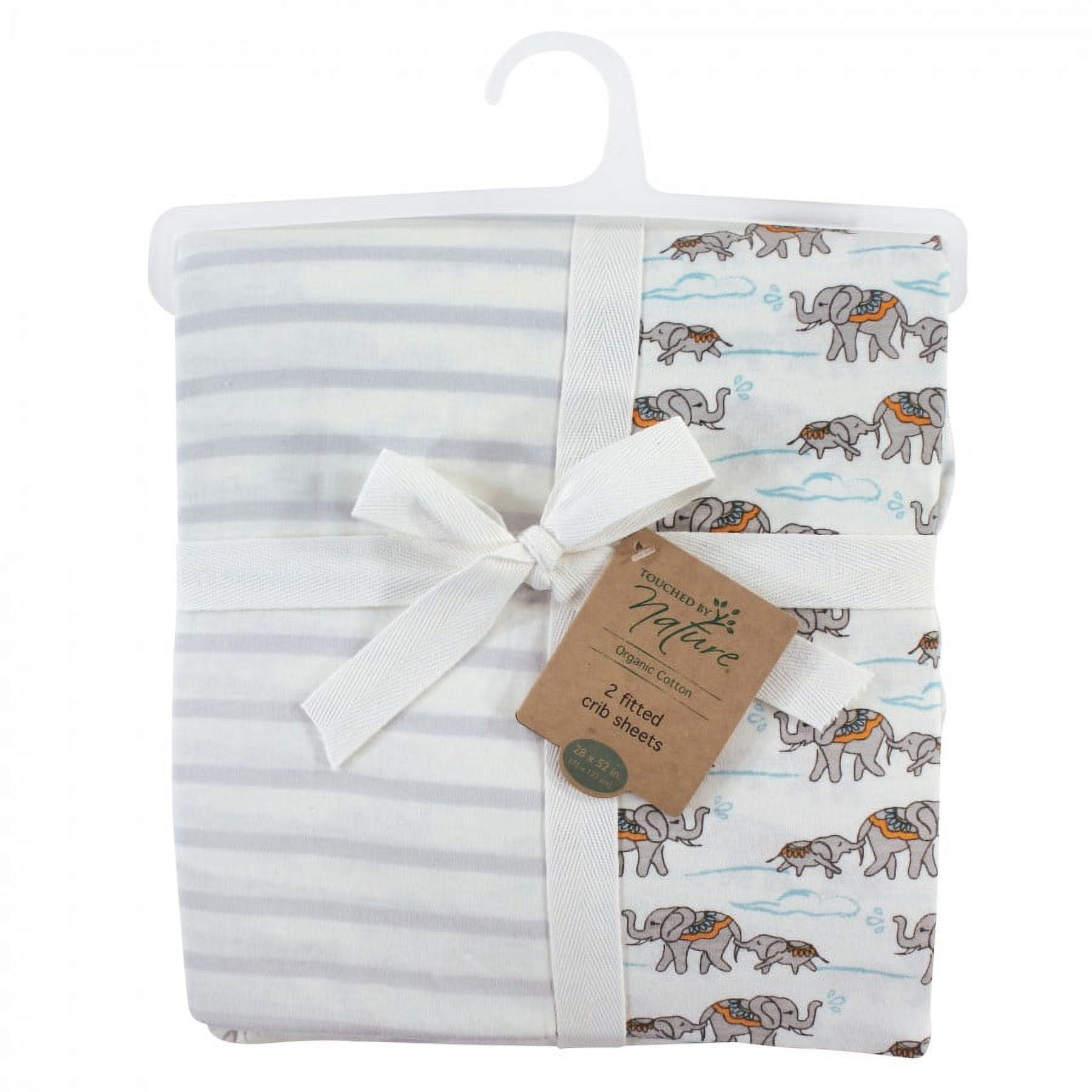 Touched by Nature Unisex Baby and Toddler Organic Cotton Crib Sheet, Elephant, One Size