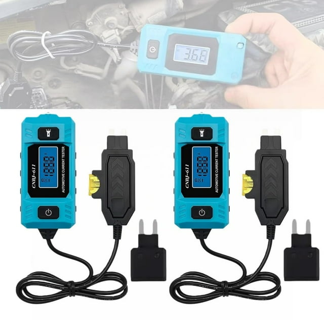 Automotive Circuit Fault Probe Tester,Portable High-Precision Current Tester, 20A 48V Car Relay Fuse Blade Checker, Built-in Front Light with Blue Backlit LCD Screen