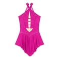 thumbnail image 6 of TiaoBug Women Sleeveless Lyrical Dance Dress Shiny Rhinestone Figure Ice Skating Skirted Leotard Hot Pink XL, 6 of 7
