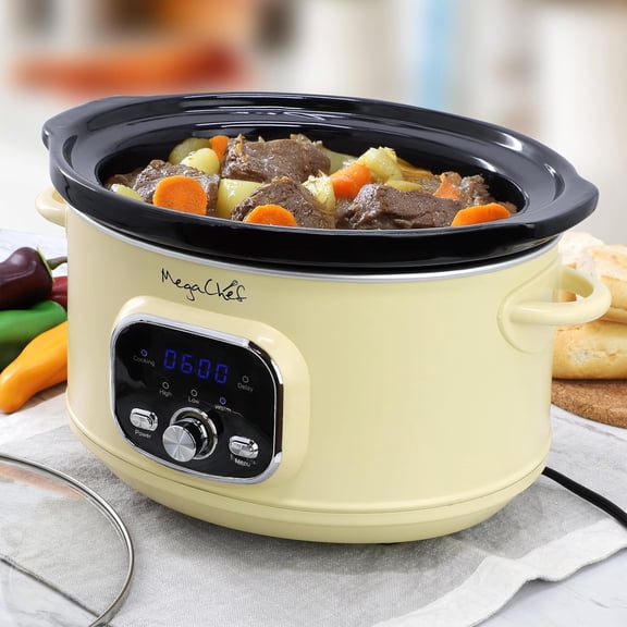 MegaChef 3.7 Quart Electric Countertop Slow Cooker - Ivory