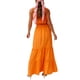 thumbnail image 5 of VISgogo Conjunto de Traje Femenino de 2 Piezas, Camisola Corta con Volantes y Tirantes de Color Sólido + Falda Larga para Verano, Blanco/Naranja, S/M/L/XL VISgogo moda, 5 of 6