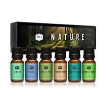 P&J Trading Nature Set of 6 Premium Grade Fragrance Oils - Forest Pine, Ocean Breeze, Rain, Fresh Cut Grass, Sandalwood, Bamboo - 10ml
