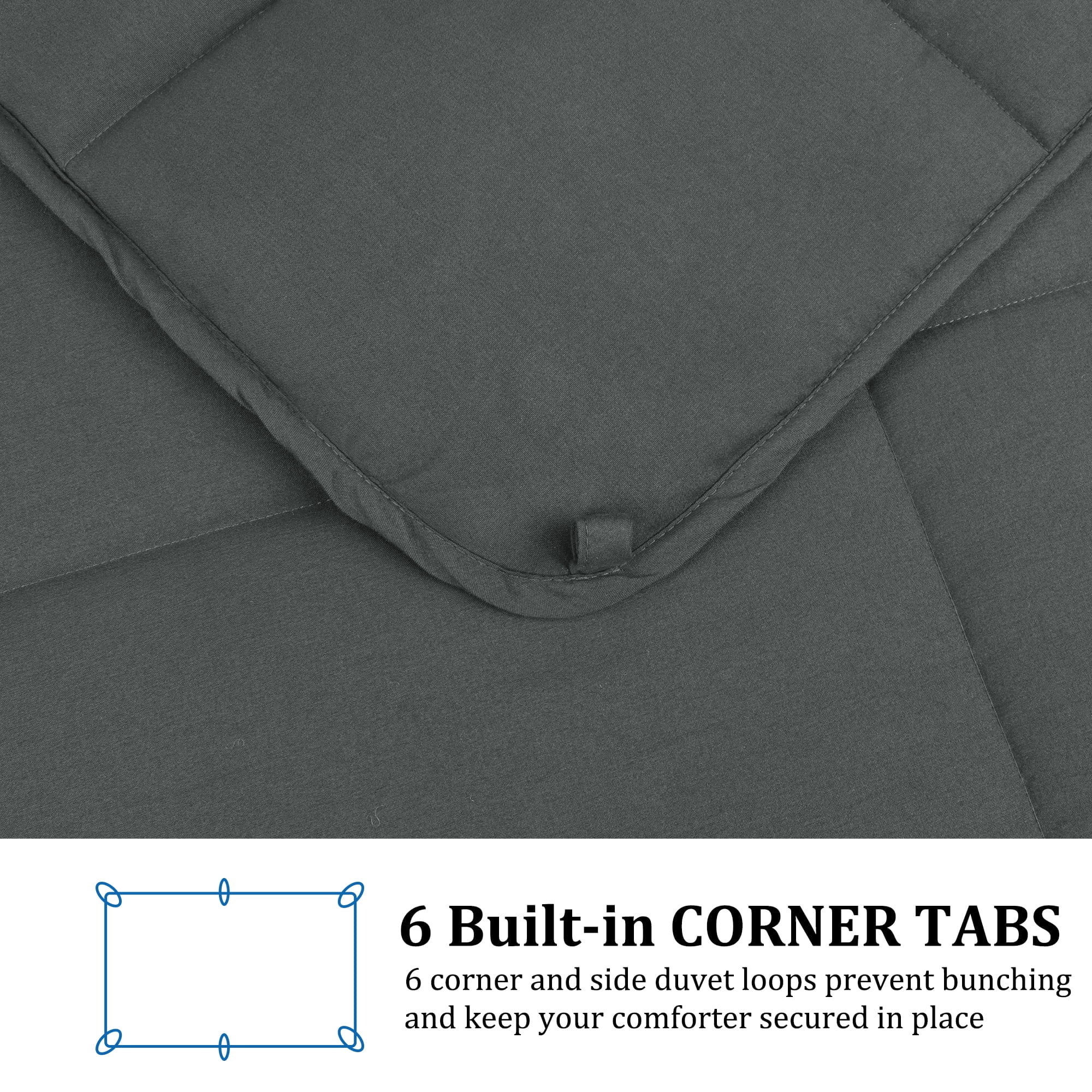 Unique Bargains Quilt Soft Lightweight Down Alternative Comforter Dark Gray Twin