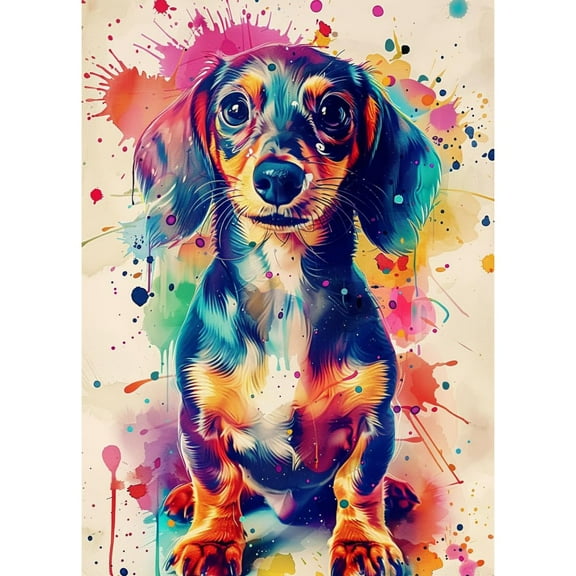 Watercolor Cute Dachshund DIY 5D Diamond Art Paint with Full Drill Round Diamond Gems Painting by Number Kits for Adults Art Craft Home Wall Decor 11.8x15.8in