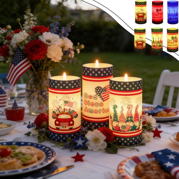 Memorial Day Saving!4th of July Decorations, Independence Day Party Decoration Anniversary Celebration Party Event Decoration Electronic Candles 3PC