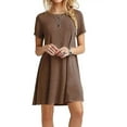 thumbnail image 4 of Casual Boho Beach Dresses Womens O-Neck Party Summer Dress Short Sleeve Loose Mini Dress, 4 of 5