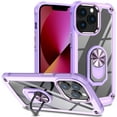 thumbnail image 1 of Armor Case for iPhone 12 Pro / 12, Adjustable Kickstand & Military Grade Shockproof Heavy Duty Protective Ring Holder Clear PC Back & TPU Frame for iPhone 12 Pro / 12 6.1 inch, Purple, 1 of 8