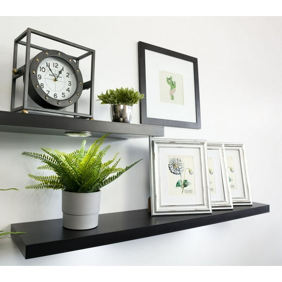 kieragrace Stockholm Aberg Floating Shelf w/ LED Light – Black, 48-Inch, Matte Finish