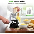 thumbnail image 4 of NutriChef 3-in-1 Cheese Grater & Shredder – Rotary Hand-Crank Grater with Strong Suction Base & Safety Lock, Includes 3 Drum Blades for Fine, Medium & Strip Cuts, Black, 4 of 5
