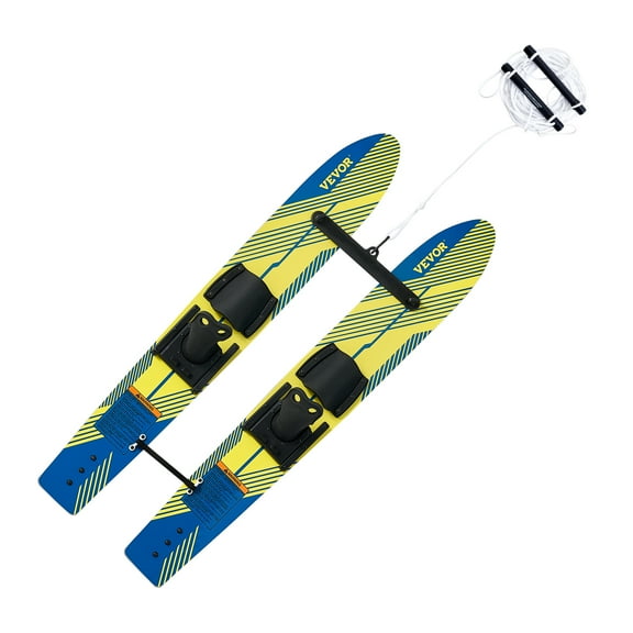 VEVOR 46" Water Skis, Kids Water Ski Trainers with X-7 Adjustable Bindings, Double-Handle Rope & Removable Stabilizing Bar, Training Waterskis Combo for Kids Youth Up to 300 lbs