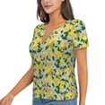 thumbnail image 2 of Wukai Lemon1 Casual V-Neck Graphic Tees for Women: Lightweight and Breathable Summer Tops with Stylish Design-Small, 2 of 8
