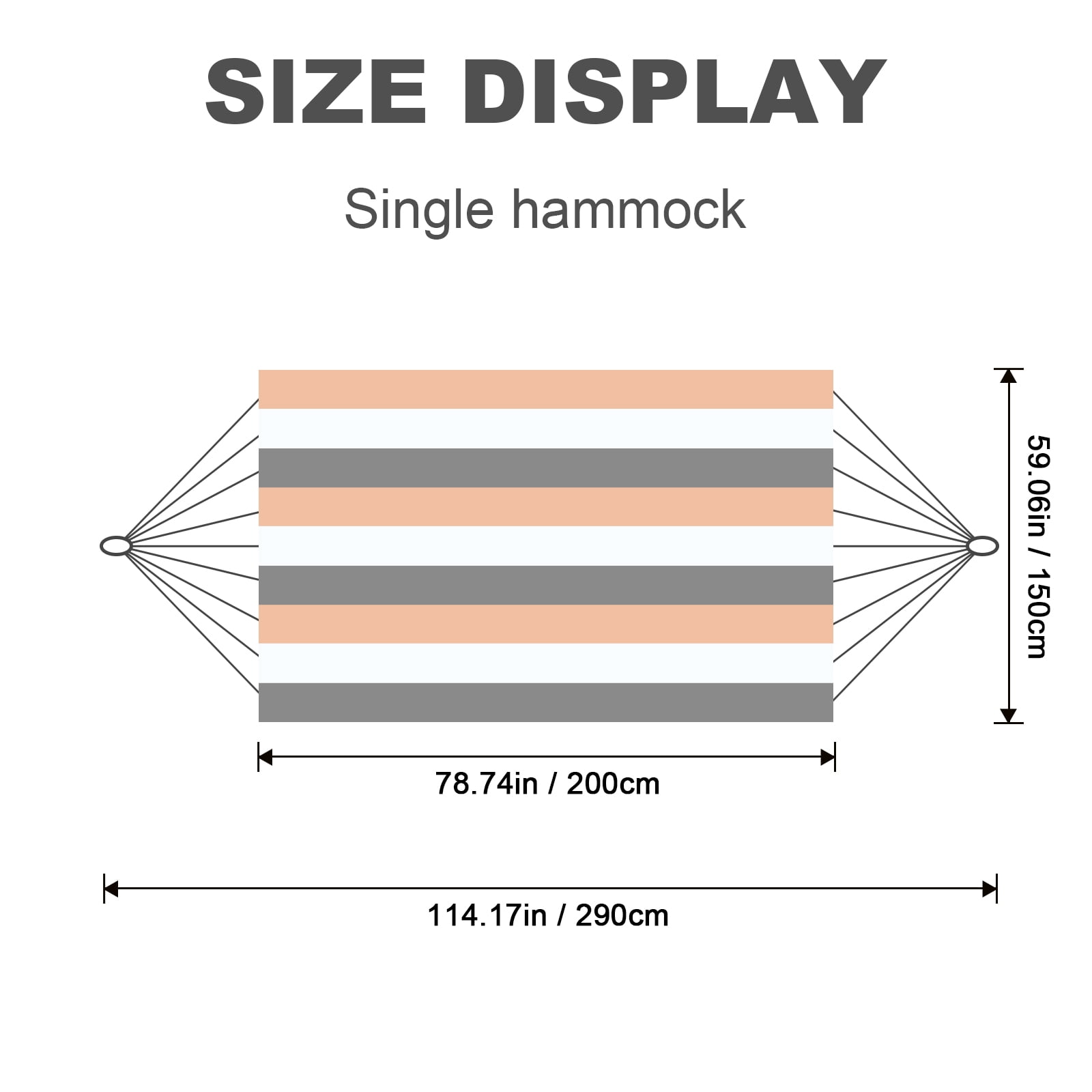 Double Hammock with Tree Swing Straps Holds 440lbs Capacity Hammock for Camping Outside Garden Outdoor Indoor Patio Backyard, Brown