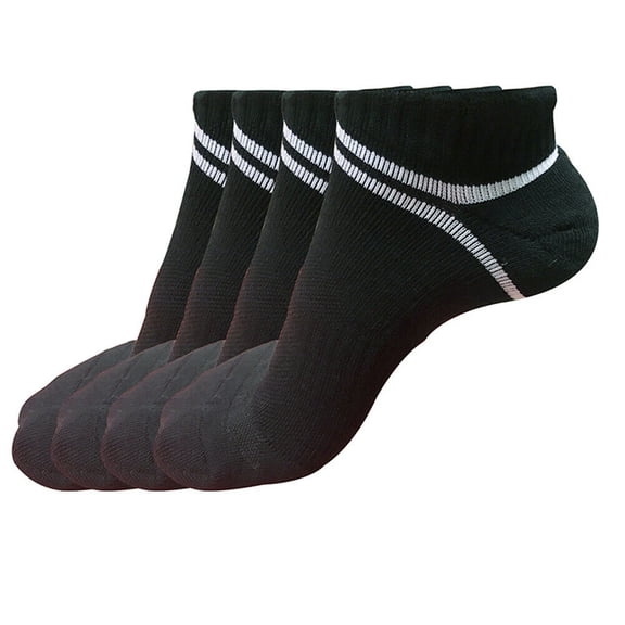 4 Pairs Mens Athletic Cotton Low Cut Ankle Breathable Casual Socks with Cushioned Tab for Sneakers Sports Running Jogging Cycling Black Size 9-11-10-13