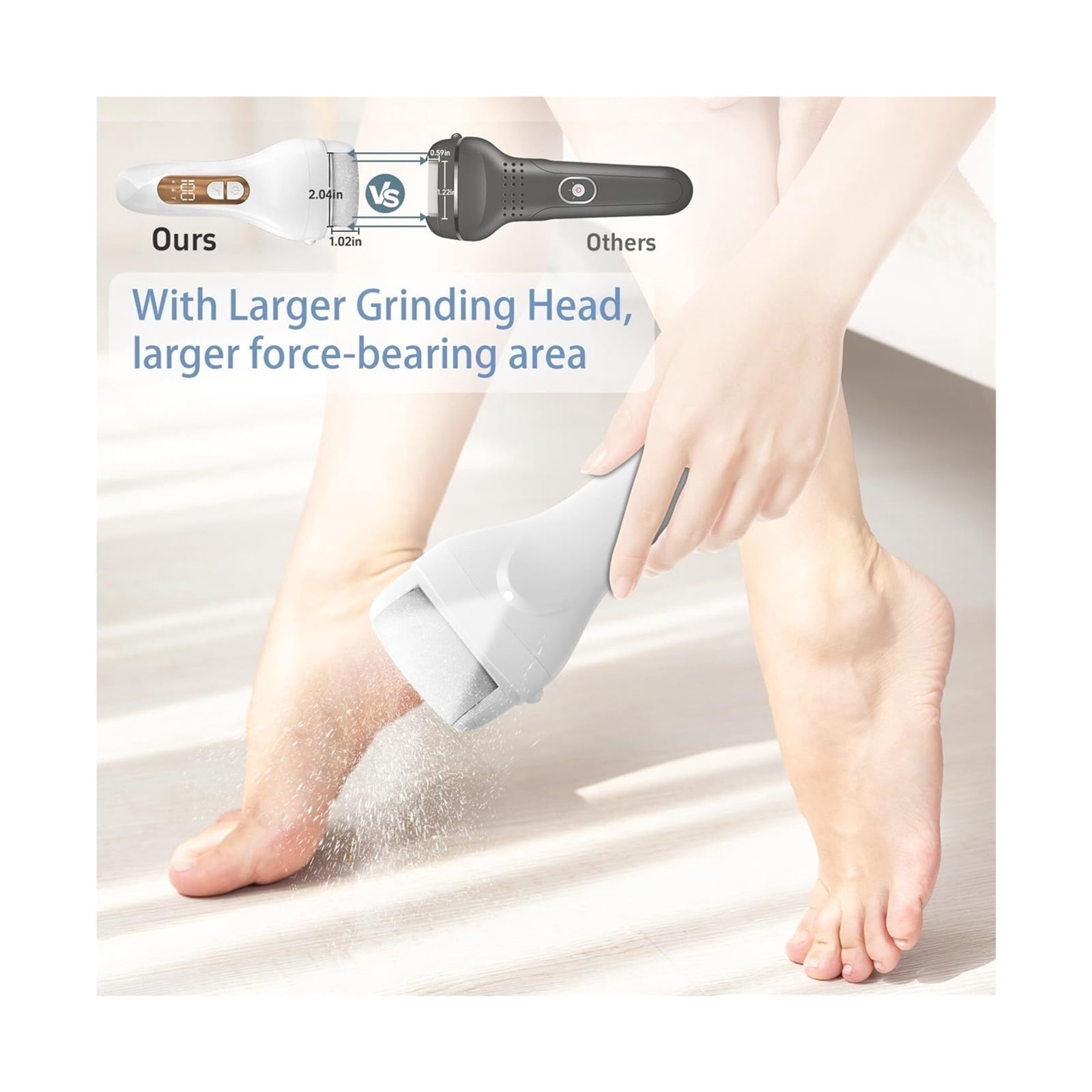 Electric Callus Remover for Feet - with Larger Grinding Head, Portable Pedicure Kit Foot File Callus Remover, Rechargeable Waterproof Foot File for Foot Care Deadskin Remover LCD Display-Black
