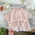 thumbnail image 3 of Lindo Conjunto de Verano Niñas Niños Pijamas de Manga Corta Pantalones Cortos Estilo Princesa Casa Desgaste, Tela de Caballería de Seda Fresca Suave, Ropa de Aire Acondicionado, 3 of 5