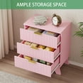 thumbnail image 6 of FANRAL Nightstand Set of 2,3 Large Drawer 30" Tall Night Stand,24" Wide Side Table,Wood Fluted Bedside Table Modern End Table Small Dresser for Bedroom,Pink Nightstand, 6 of 7