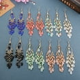 thumbnail image 4 of Sonducket Pendientes bohemios de moda para mujer Pendientes colgantes con cuentas de colores, fáciles de usar y elegantes, negro Type3 NO3, 4 of 6